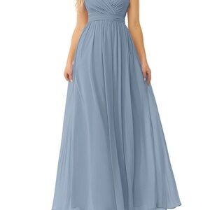 Azazie Dusty Blue Maxi Dress